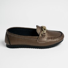 Dosa Shoes Kadın Babet Taba Zincir Tokalı Hafif Rahat Taban Şık Günlük Ayakkabı
