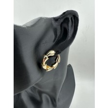 Stainless Steel Gold Renk Kıvrımlı Segment Halka Küpe