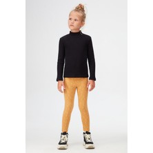 Lovetti Siyah Kız Çocuk Yarım Balıkçı Kaşkorse Uzun Kol Tişört