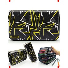 MarkEntegra Üç Bölmeli Siyah Kamuflaj Vegan Deri Kalemlik