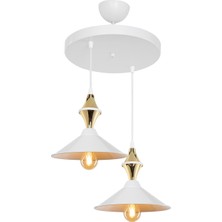 Mayla Karo Beyaz/gold Ikili Yemek Odası Oturma Odası Salon Mutfak Avize Beyaz