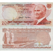 Banknoting 6. Emisyon 3. Tertip 20 Lira F1 (Trabzon). Çok Çok Temiz.