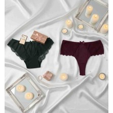 Dantelli Yeşil Bordo 2li Külot