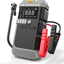 Beemen 4'ü 1 Arada Taşınabilir Araç Akü Takviye Cihazı (Jump Starter) ve Dijital Hava Kompresörü - 12V Powerbank + LED Fener + 12000MAH