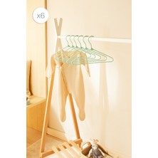 Ocean Home Textile 6'lı Mint Renk Kumaş Kaplı Metal Bebek Giysi Askısı19.5 x 30 x 0.3 cm