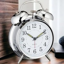 Matmel Gümüş Renk Metal Çalar Masa Saati