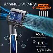 Aqua Sara Filtreli Duş Başlığı (5 Adet Yedek Filtre) Klor ve Kireç Önleyici, Yüksek Basınçlı