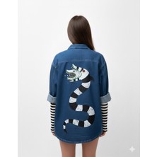 Özel Tasarım Kot Ceket Beetlejuice El Boyaması