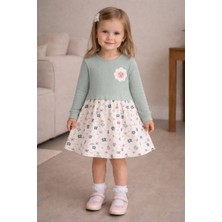 Deco Kız Çocuk Papatya Nakışlı Elbise