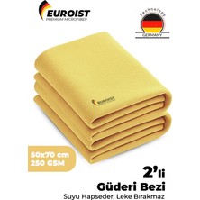Euroist Mikrofiber Güderi Bez 2 Adet | Araç Araba Oto Kurulama ve Cam Temizlik Bezi | 50 x 70 cm