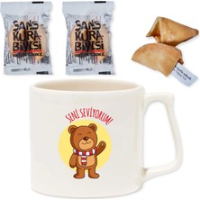 E-Hediyeci Seni Seviyorum Lüks Kupa Bardak ve 2 Adet Şans Kurabiyeli Hediye Kutusu - Sevgiliye Hediye Kutusu, Şans Hediyesi, Doğum Günü Hediye Kutusu, Konsept Hediye