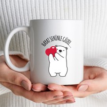 E-Hediyeci Hayat Seninle Güzel Hediye Kupa Bardak - Sevgiliye Hediye, Arkadaşa Hediye, Doğum Günü Hediyesi Kupa Bardak