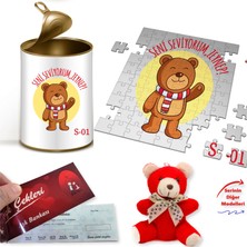 E-Hediyeci Kişiye Özel Ilginç Hediye Kutusu - Puzzle, Ayıcık, Aşk Çeki Hediye Kutusu, Sevgiliye Hediye, Ilginç Hediye Kutusu, Kız Arkadaşa Hediye, Kişiye Özel Hediye, Romantik Hediye Seti, 14 Şubat Hediyesi, Hed