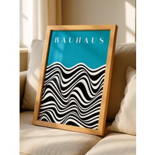 Fuart.Co Bauhaus Dalga Kontrast Mavi Dijital Baskı Poster (Çerçevesiz) BHFU