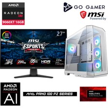 Go Gamer WE244DP Amd Ryzen 7 9700X / 32GB Ddr5 6000MHZ / 1tb Nvme M.2 SSD / RX9060XT 16GB / 240MM Sıvı Soğutma / Msı 27" 200Hz. / Beyaz Kasa Gaming Paket