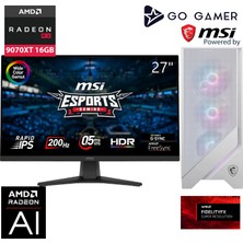 Go Gamer WE255D Amd Ryzen 7 9700X / 32GB Ddr5 6000MHZ / 1tb Nvme M.2 SSD / RX9070XT 16GB / 360MM Sıvı Soğutma / Wifi 6e & Bt 5.3 / Msı 27" 200Hz. / Beyaz Kasa Gaming Paket