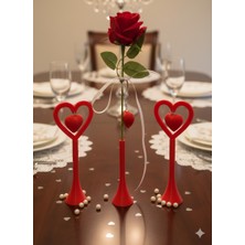 Ceviz Dizayn Romantik Masa Dekoru Sevgililer Günü - ÜÇLÜ SET - Yemek Masası Dekoru-Hediyelik