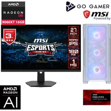 Go Gamer WE40D Amd Ryzen 5 7500X3D / 32GB Ddr5 5600MHZ / 2tb Nvme M.2 SSD / RX9060XT 16GB / 240MM Sıvı Soğutma / Msı 27" 180Hz. / Beyaz Kasa Gaming Paket