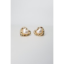 Stella Fortis Inci Detaylı Kalp Figürlü Altın Kaplama Kadın Küpe – Zarif ve Romantik Tasarım | Sf Bold Serisi