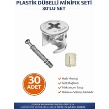 İmt Aksesuar Plastik Dübelli Minifix Gövde Mil ve Dübel Seti - Mobilya Bağlantı Elemanı (30 Parça)
