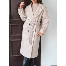 Arzu Has Butik Yeni Sezon Kruvaze Yaka Kuşaklı Astarlı Oversize Ithal Kaşe Kaban