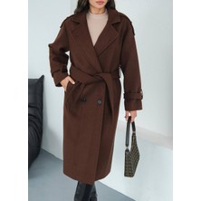 Arzu Has Butik Yeni Sezon Kruvaze Yaka Kuşaklı Astarlı Oversize Ithal Kaşe Kaban