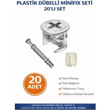 İmt Aksesuar Plastik Dübelli Minifix Gövde Mil ve Dübel Seti - Mobilya Bağlantı Elemanı (20 Parça)