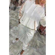 Tua Moda Kadın Uzun Kollu Kapşonlu Pulpayet Detay Viskon Iki Iplik Bluz ve Pantolon Ikili Takım