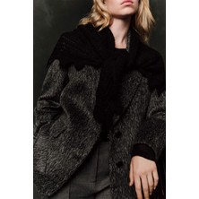 Manuka Ajur Örgü Geniş Şal Siyah