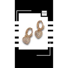 Studio Fashion 1988 Kadın Tasarım Zirkon Kalp Taşlı Vıp Çelik Premium Gold Rodyum Kaplama Şık Küpe