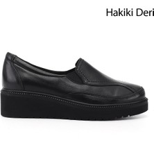 Gönderi(r) Kadın Siyah  Dolgu Taban Hakiki Deri Ayakkabı