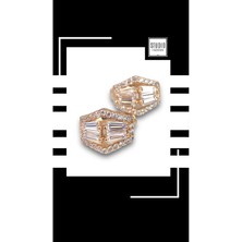 Studio Fashion 1988 Kadın Tasarım Zirkon Taşlı Vıp Çelik Premium Gold Rodyum Kaplama Şık Küpe