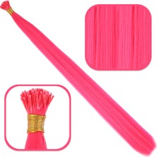 Bigelal Fiber Sentetik Boncuk Kaynaklık Renkli Saç / Koyu Pembe / 100 Adet