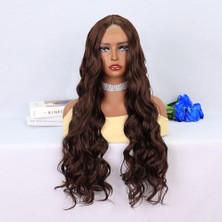 Bigelal Kahverengi Dalgalı Uzun Tül Peruk