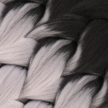 Bigelal Afrika Örgüsü ve Rasta Için Sentetik Ombreli Saç / Siyah / Orta Ton Gri