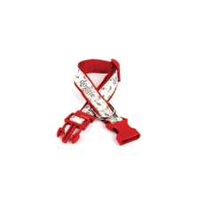 Bigelal Köpek ve Pati Desenli Dokuma Köpek Boyun Tasması 3 cm x 36-60 cm Kırmızı