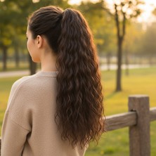 Bigelal Bağlamalı Kabarık Dalgalı At Kuyruğu / Kahve Karamel