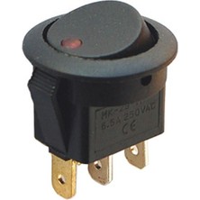Intercom IC-132 Yuvarlak 3 Pinli 220 Volt Nokta Işıklı Açma-Kapama Anahtarı