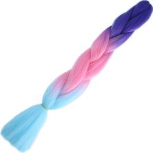 Bigelal Afrika Örgülük Ombreli Sentetik Saç 100 Gr. / Mor / Açık Pembe / Açık Mavi