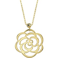 Hakan Mücevherat Gül Motifli 14 Ayar Altın Kolye