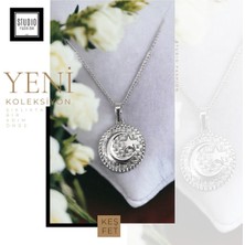 Studio Fashion 1988 Kararmaz Kuyumcu I?şçilik Vip Çelik Premium Rodyum Kaplama Ay Yıldız Modern Tasarım Kolye