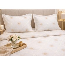 Miar Çift Kişilik Pamuklu Yatak Örtüsü Takımı 2 Adet Yastık Kılıfı Kalpli Desen Yumuşak Doku 280X260