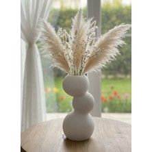 Nur Tasarım Atolyesi Iskandinav Bohem Tarz Taş Yığını Dokulu Beyaz Tasarım Vazo