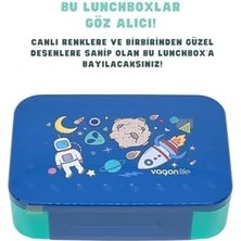Bento 900ML Lunchbox Tek Katlı 2 Bölmeli Pp Plastik Çocuk Sefer Tası Yemek Kutusu (Lacivert)