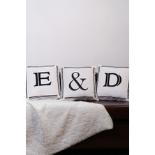 Sonsuz Sembollü Kırlent Kılıfı Kadife 43X43 cm Çift Taraflı Sonsuzluk Kedi Desenli Evlilik Teklifi