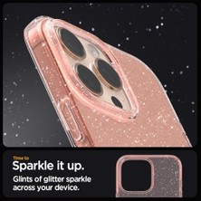 CINARSTORE 16 Pro ile Uyumlu Ince Kılıf Crystal Glitter Sararma Karşıtı Duraclear Hava Kanalı Teknolojisi Askeri Sınıf Koruma Rose Quartz Şeffaf Simli Kapak - ACS08114