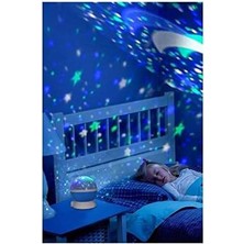 Mavi Dönen Projeksiyon Gece Lambası Star Ay Yıldız LED