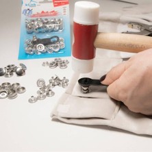 Çıtçıt 12,5 mm Kendin Yap Kiti, Mont, Giyim, Çanta, Deri Için Çekiçle Uygulama Aparatları ve 15 Adet Çıtçıt Takım Gümüş Renk-Paslanmaz Pirinç