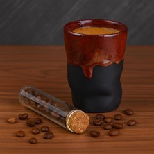 CINARSTORE 90 ml Seramik Kulpsuz El Yapımı Yamuk Espresso Kahve Fincanı -1 Adet