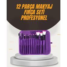 Fondöten, Allık ve Far Uygulamalarına Uygun 12 Parça Makyaj Fırça Takımı Ergonomik Saplı
